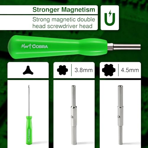 Mart Cobra Gamebit Screwdriver 3.8mm 4.5mm & Tri-Wing Screwdriver Gameboy Screwdriver Set Compatible Super Nintendo 64 SNES NES Tools N64 Gamecube Sega Genesis Game Cartridge Security Bit Screw Driver
