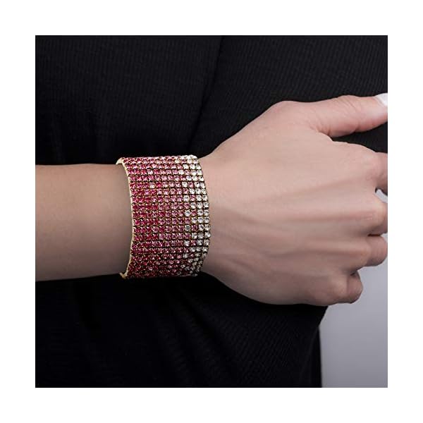 Steve-Madden-Wide-Rhinestone-Stretch-Bracelet-For-Women Steve Madden Wide Pink Ombre Rhinestone Stretch Bracelet For Women