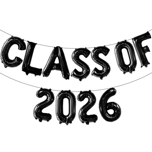 Image of KatchOn, Black Class of 2026 Balloons - 16 Inch | Graduation Balloons Banners | Black Graduation Decorations 2026 | Class of 2026 Banner for Class of 2026 Decorations, Graduation Party Decorations