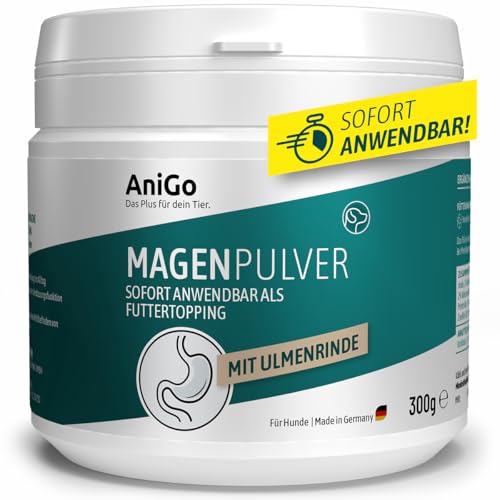 AniGo Pó gástrico para cães 300 g com casca de olmo sem ferver I apoio digestivo secundário para diarreia, , comer grama, estômago e intestino pó Slippery Elm casca