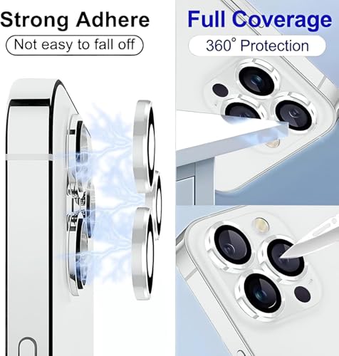 Image of PACK OF 2 Camera Lens Protector For IPHONE 16 PRO / 15 PRO / 16 PRO MAX / 15 PRO MAX ( SILVER ) UHD 9H Glass, Anti Drop, Scratch Resistant, Case Friendly, Removable, Waterproof, Heavy Duty Camera Protector.