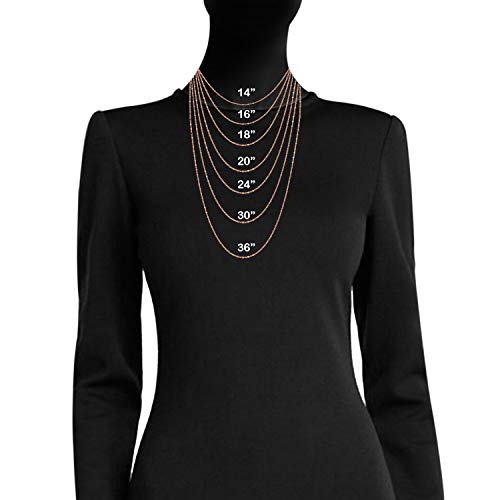 SEA OF ICE Sterling Silver 1mm Diamond-Cut Alternate Bead Rolo Chain Necklace For Women, Size 14" - 36" Italy3