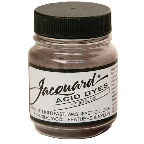 Jacquard Acid Dye 1/2oz Jar Jet Black - Acid Dye for Wool, Silk, Alpaca, Feathers, Cosplay Wigs and Nylon - Powder Wool Dye for Full Coverage Dyeing - Vibrant Acid Silk Dye