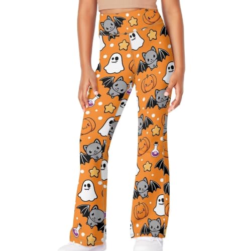 Image of Girls Leggings Floral Print High-Waisted Flared Pants 5-14 Years