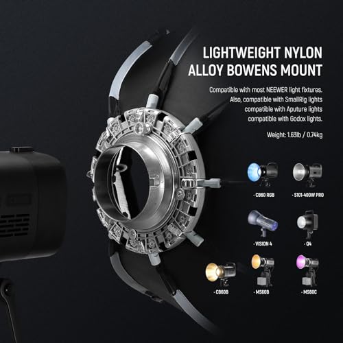 Image of NEEWER 18 inch /45cm Octagonal Softbox, Quick Release Bowens Mount Softbox with Honeycomb Grid, Light Diffusers, Bag for RGB CB60 CB60B CB200B MS60B MS60C MS150B S101-300W /400W Pro Vision 4 Q4, NS21P