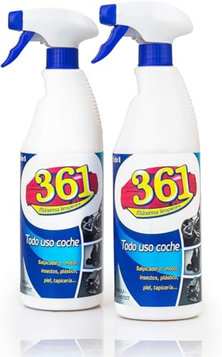 Sisbrill 361 All-Purpose Car Cleaner - Seat Cleaner, Upholstery, Dashboard, Leather, Mosquitoes - Interior and Exterior of the Car - Pack of 2 Units