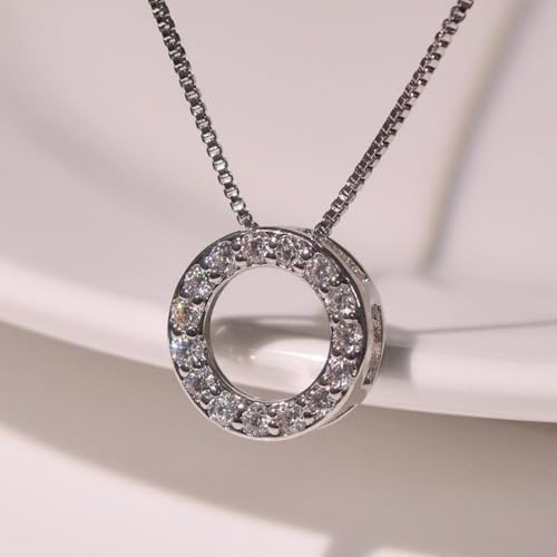 Trendy Circle Necklace with Shiny CZ Simple Stylish Wedding Party Jewelry4
