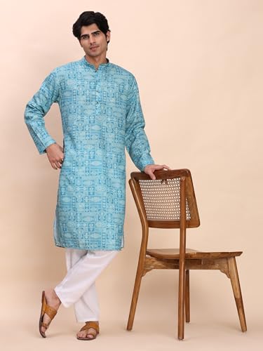 Image of Pro-Ethic Style Developer Men's Cotton Printed Kurta Pajama Set Traditional Outfit | Mandarin Collar (E-129)