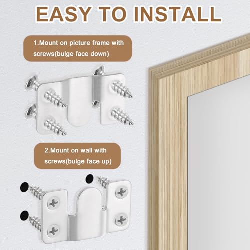 Image of uxcell 2 Pairs Flush Mount Bracket, 54 x 30mm Heavy Duty Picture Hanger Z Clip Bracket Interlocking Photo Frame Hook with Screw for Picture Display Art Gallery Wall Mount, Silver