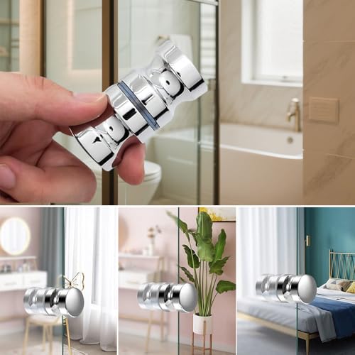 HXSYKJDM 2 Stück Duschtürknopf, Metall Dusche Türknopf, Duschtürgriffe Beidseitig, Dusche Griff für Duschtür Glastüren