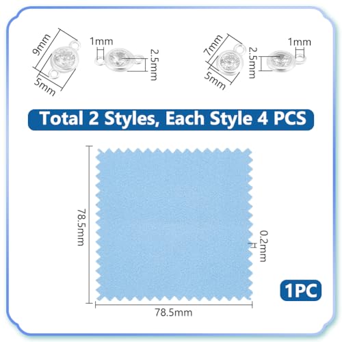 UNICRAFTALE About 8Pcs 2 Styles Cubic Zirconia Link Charm Birthstone Charm 925 Sterling Sliver Earring Charms Bracelet Crystal Charm Flat Round Connector Charms for Necklace Jewellery Making - Image 3