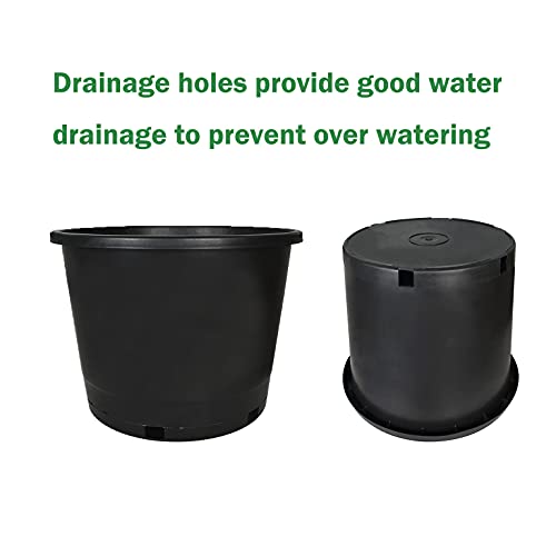 Mitoharet 10-Pack 5 Gallon Round Plastic Garden Planter Nursery Pots Flower Seedling Container With Drainage Hole For Indoor Outdoor Plants Flowers Vegetables Black (5 Gallon) #TOP3