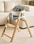 Momcozy Coussin de chaise haute & Ensemble de dossier - Support ergonomique pour les chaises Dinerpal, lavable en machine avec coussinet gris avec conception non-dérapante