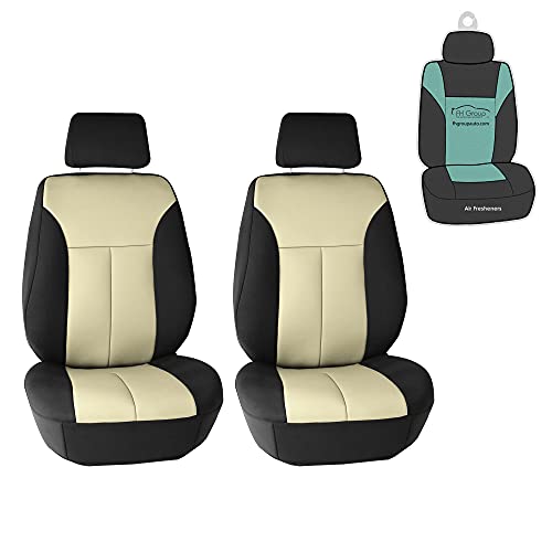 FH Group High Stretch Water Resistant Neoprene Ultra-Flex Diamond Patterned Front Seat Car Seat Covers, Airbag Compatible with Gift – Universal Fit for Cars Trucks & SUVs (Beige)