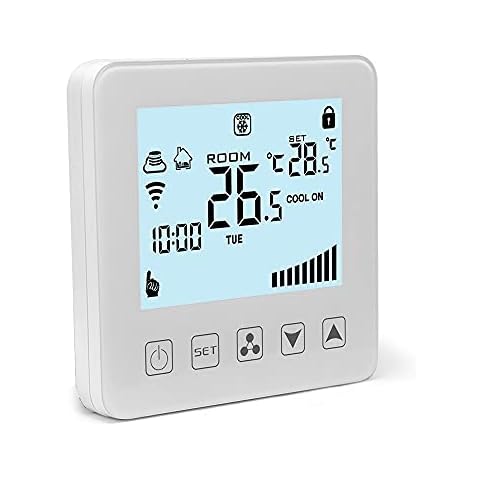 aixi-SHS Smart WiFi Air Conditioning Thermostat Fan Coil Unit Thermostat For Cooling Heating LED Touch Screen Tempeature Control, Compatible with Amazon Alexa, Smart Life APP Remote Control Cover
