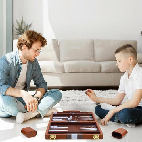 Reriver Backgammon Set 2 Players Classic Backgammon Sets For Adults Board Game With Pu Leather Case Portable And Travel Backgammon Set thumb #5