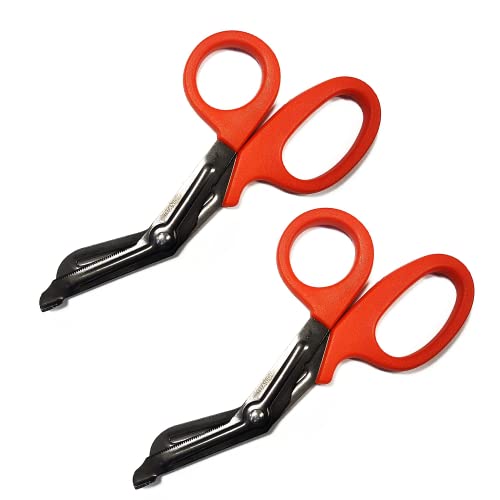 Ever Ready First Aid Titanium Bonded Bandage Shears 7 1/4" Bent (Orange - 2 Pack) Autoclavable
