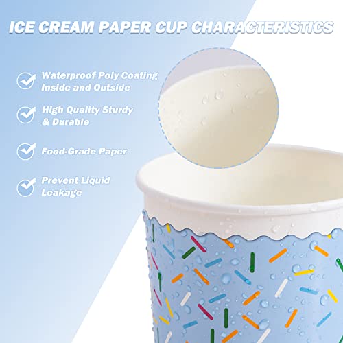 image for Lamosi Ice Cream Bowls Disposable - 100 Count - 11 oz Paper Ice Cream 