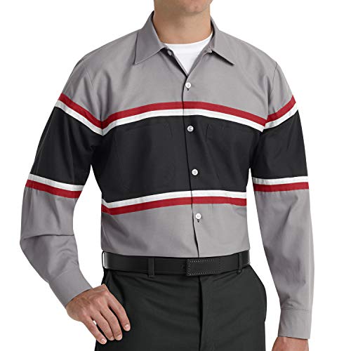 Image of Red Kap Men's Long Sleeve Industrial Work Shirt | Moisture Wicking Button Up, Wrinkle Resistance Fights Fading & Stains