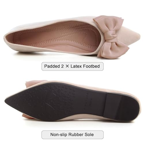 Image of SAILING LU Women's Pointed Toe Ballet Flats Bow Satin Dress Shoes for Women Dressy Comfortable Slip-On Loafers Ballerina Walking Flats