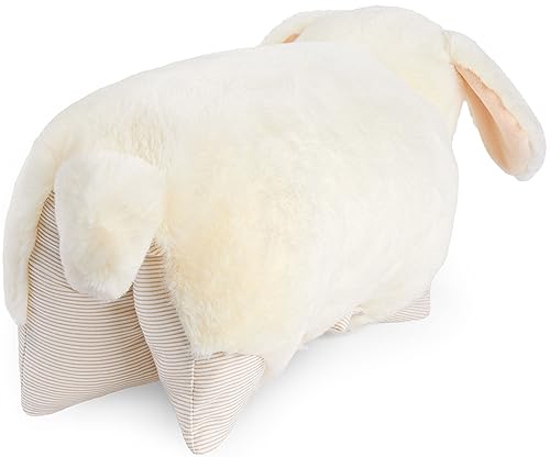 BRUBAKER Kuscheltier-Kissen Hund - 2 in 1 Plüschtier und Kuschelkissen - 40 x 30 cm Kuschelhund - aufklappbares Kinder Plüschkissen mit Klettverschluss - Tierkissen Hundekissen Stofftier - Weiß
