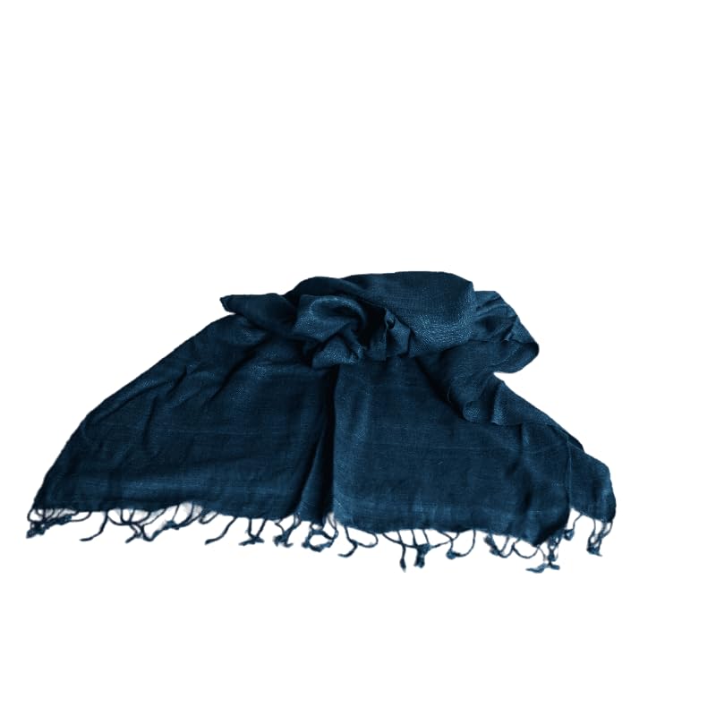 Écharpe en soie pour femme bleu Timeless Silk grand foulard 220x60