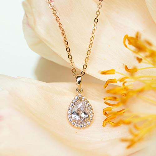 A+O Bridesmaid Jewelry Gift, Teardrop Pear Necklace in Gold, Rose Gold, Silver3