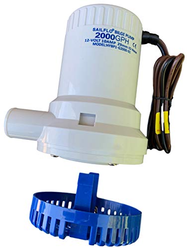 SAILFLO Sailfo.US 2000 GPH 12v Submersible Boat Marine Plumbing Electric Bilge Pump 1 1/8 Outlet.-with Float Switch