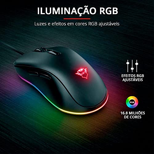 Trust Mouse Gaming GXT 930 Jacx, Illuminazione LED RGB Integrale, USB Plug & Play, con Filo, 6400 DPI, 6 Pulsanti Programmabili, Ergonomico, per PC/Computer/Mac, Nero - Mouse gaming - Immagine 1