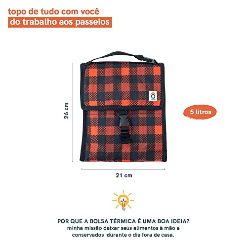 Oikos - Bolsa Térmica Congelável Quadriculada Vermelha