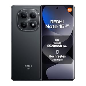XIAOMI Redmi Note 15 5G Smartphone (8+256 GB) – Handy mit Android, Ultradünnes Design, IP66-Wasserschutz, 108-MP-Kamera, 6,77" FHD+ Display, Schwarz, 2 Jahre Garantie