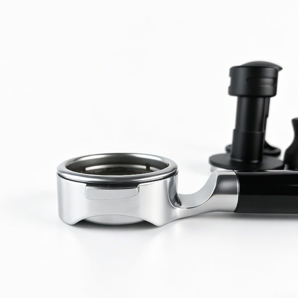 58mm E61 Portafilter Base plana de dos orejas Acero inoxidable para mango para barista uso doméstico duradero (blanco)