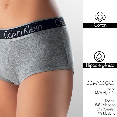 Calcinha Calvin Klein CK Cotton BoyShort | Cinza | G