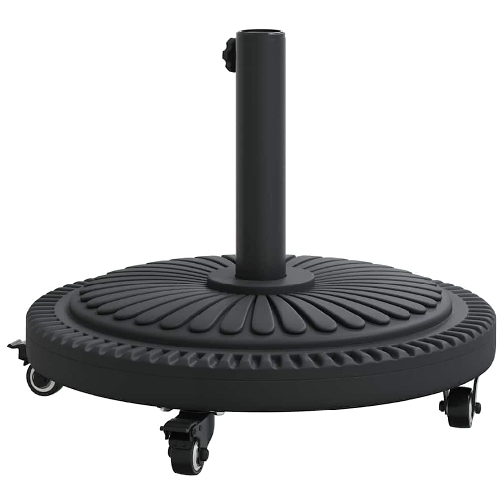 Base de sombrilla Art Deco Negro Ø 45 x 39,5 cm de hierro y polietileno, diseño circular con ancho ajustable, relleno de hormigón y 4 ruedas incluyendo 2 bloqueables para estabilidad