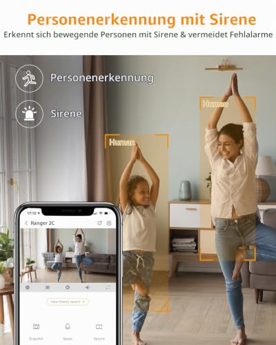 Imou 360 Grad WiFi Überwachungskamera Schwarz, 1080P Full HD, Domo Kamera, Nachtsicht, Privatsphäre-Modus, Kamera, Alexa Google Assistant… – Ansicht 4