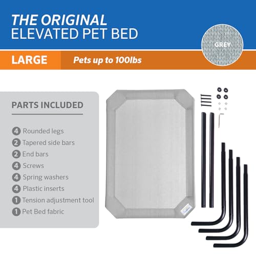 Image of Coolaroo Original Elevated Dog Bed - Breathable Off-The-Ground Pet Bed with Cooling Fabric, Joint Relief & Moisture-Resistant Fabric, 100% Recyclable, Easy Clean, Grey, Large