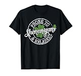Prone to Shenanigans & Malarkey Fun Clovers St Patrick's Day T-Shirt Small