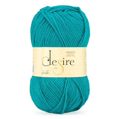 Image of Ganga Acrowools Acrylic Desire Hand Knitting and Crochet Yarn. Pack of 1 Ball - 100Gms. Shade No - (Dis57) Blue