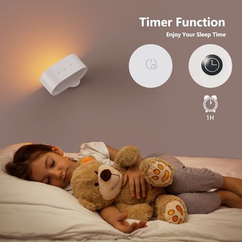 Wall Lights, LED Wall Sconces Battery Operated Wall Lamp Ambient Lighting, Color Changing Rechargeable Night Light Fixture with 3 Color Temperature RGB Light for Bedroom Reading Bedside