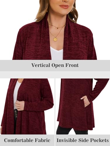 LARACE Open Front Cardigan for Women with Pockets Knit Sweater Plus Size Long Sleeve Tops Fall Clothes Loose Outwear4