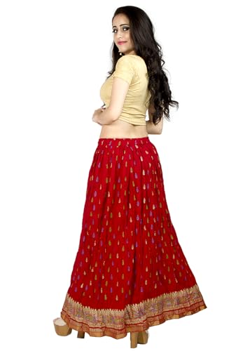 Chandrakala Flowy Long Skirt for Women A Line Casual Beach Party Holiday Maxi Skirts (S115-P)3