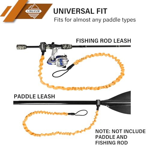 LINGVUM Kayak Paddle Leash Stretchable Paddle Strap Coiled Lanyard Rope for Kayaking Canoing Boating, Fishing Poles Rods, Kayak Paddle Accessories - Thumbnail 4