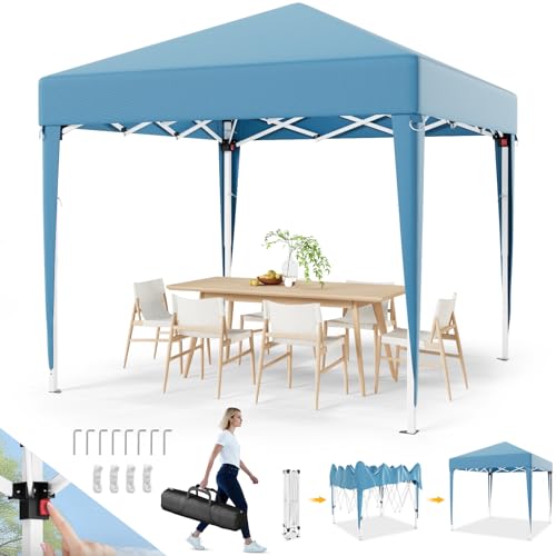 Devoko Carpa,2x2 Impermeable Estable a Prueba de Frío Carpa,3 Plegable Ajustable en Altura,Tienda Plegable,Protección UV 50+,Tienda con Bolsa de Transporte Carpas para Exteriores,Carpa Camping,Azul