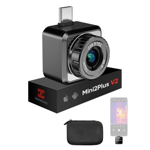HIKMICRO Mini2Plus V2 Thermal Camera - iOS/Android, 256x192 IR, 512x384 SuperIR, Adjustable Lens, 25Hz, No Battery, for Phone/Tablet/PC, USB-C/Lightni