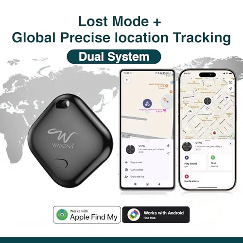 Image of Wayona Item Finder Compatible with Apple Find My and Android Find Hub, Dual System Global Baggage Tracker, Bluetooth GPS, MFi Certified, No Sim Card for Keys,Wallets (Pack of 1)