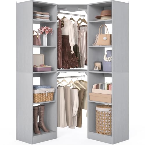 Besiost Corner Closet System with 12 Shelves, 39.2" Corner Closet