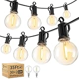 Brightown Outdoor String Lights - Waterproof Globe Patio Lights 35 Ft with 30 G40 Shatterproof LED...