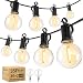 Brightown 50Ft G40 Outdoor Patio String Light-Connectable Globe Lights with 52 Clear Bulbs(2 Spare), UL Listed Backyard Lights for Indoor Commercial Decor, 50 Hanging Sockets, E12 Base, 5W Bulb, Black