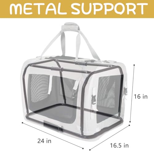 Image of Extra Large Cat Carrier Soft Sided, Portable Small Dog Carrier for 2 Cats, 24 inchx16.5 inchx16 inch Car Travel Folding Comfortable Design, Yellow