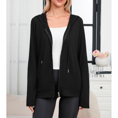 Image of Witsmile Zip Up Hoodie Women Oversized Sweatshirt Long Sleeve 2026 Fall Outfit Lightweight Jackets Workout Clothes